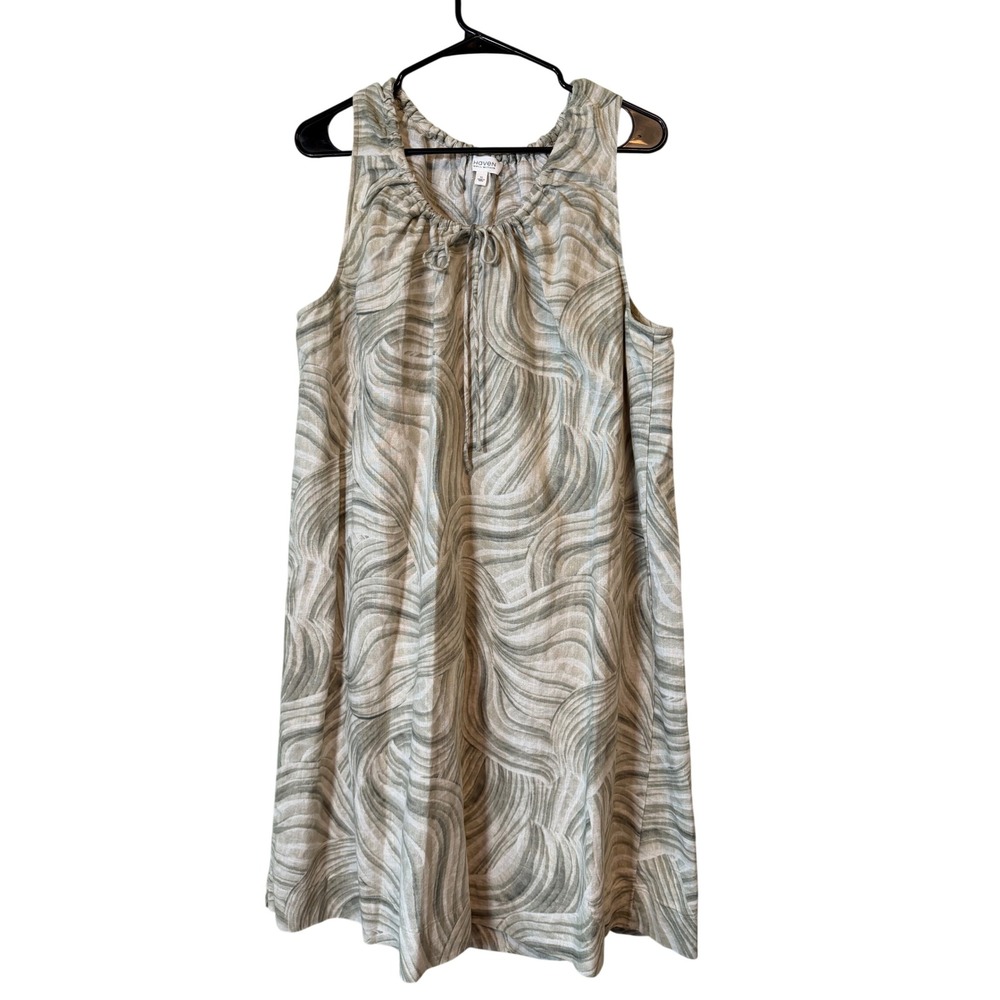 Haven Well Within Women XL Shift Dress Green Linen‎ Organic Cotton Coastal Beach